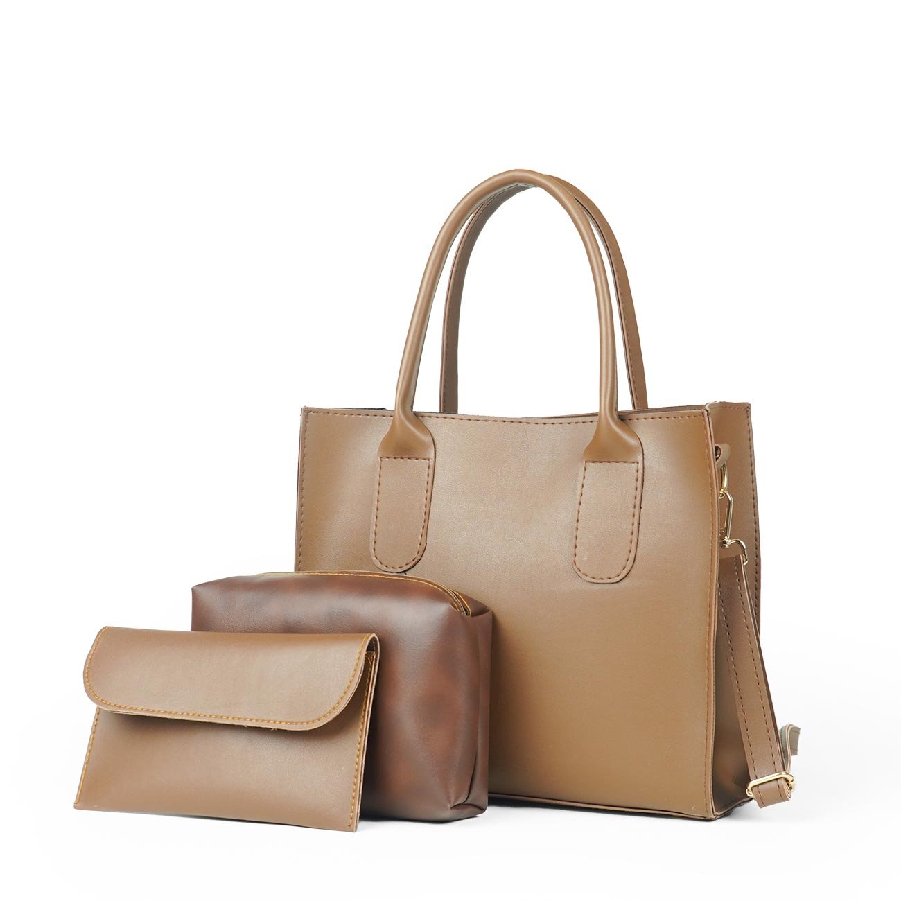 Catchy bag set of 3 brown